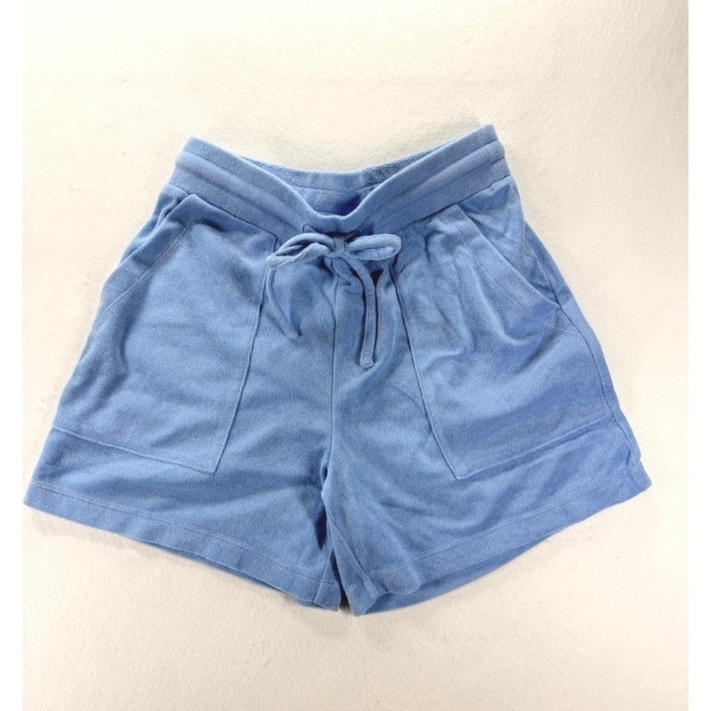 NEW The Drop Blue Terry Cloth Lounge Shorts Drawstring Pockets Medium